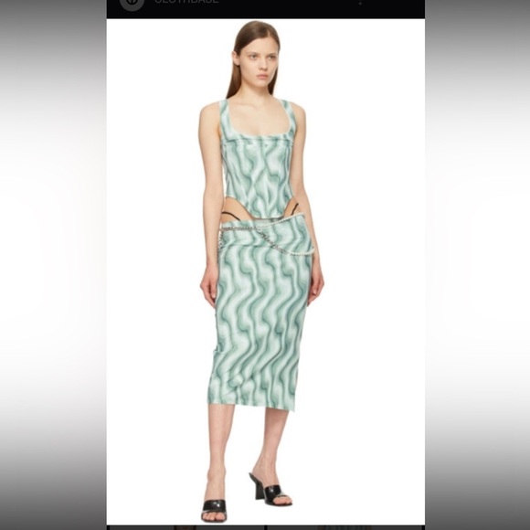 Stylish Patterned Miaou Green Mesh Moni Skirt revolve designer spring S boho